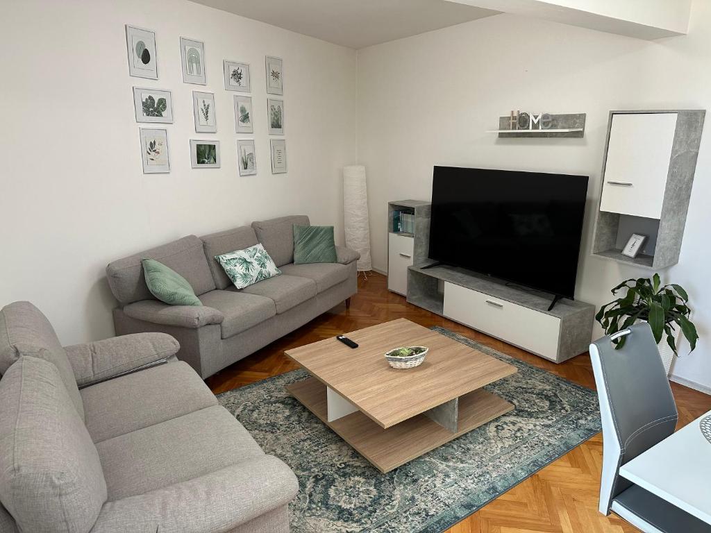 Televízia a/alebo spoločenská miestnosť v ubytovaní Arena apartment with 3 bedrooms in the city center