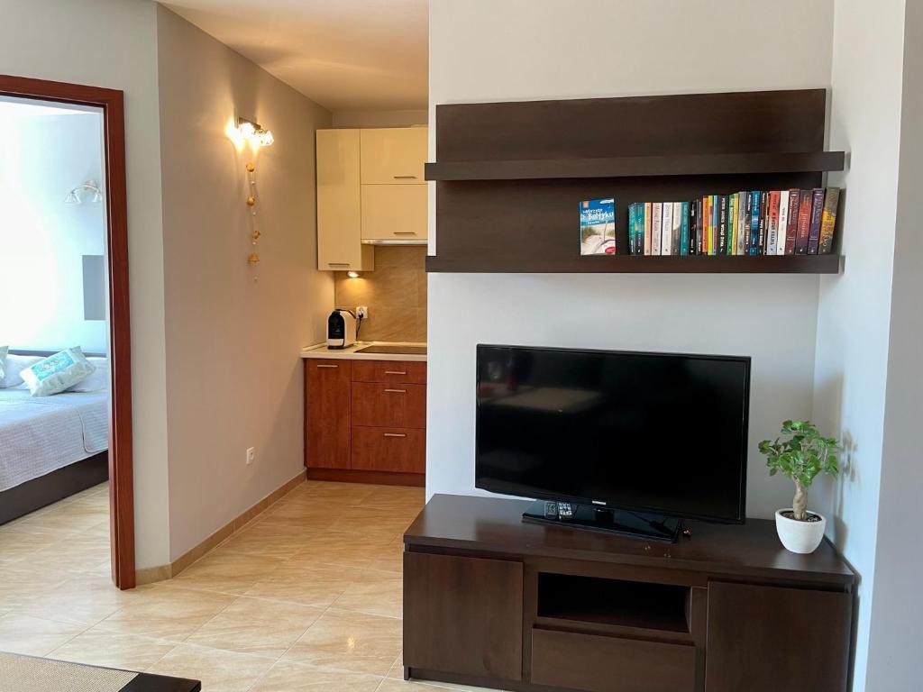 TV a/nebo společenská místnost v ubytování Komfortowy Apartament w Blue Mare