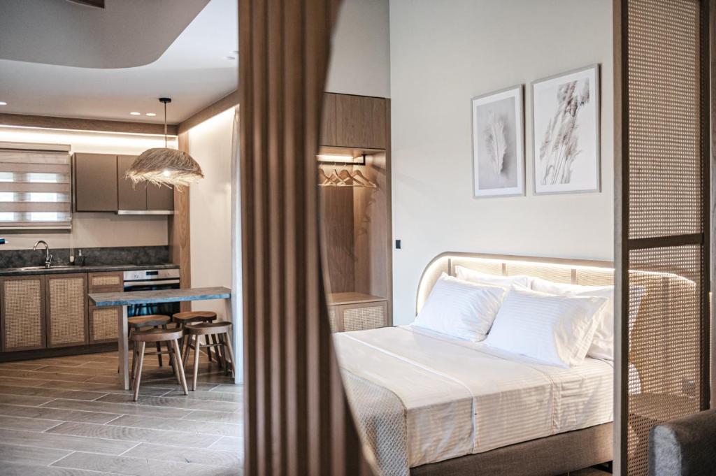 Kuchyň nebo kuchyňský kout v ubytování Terra Hélios Suites & Studios