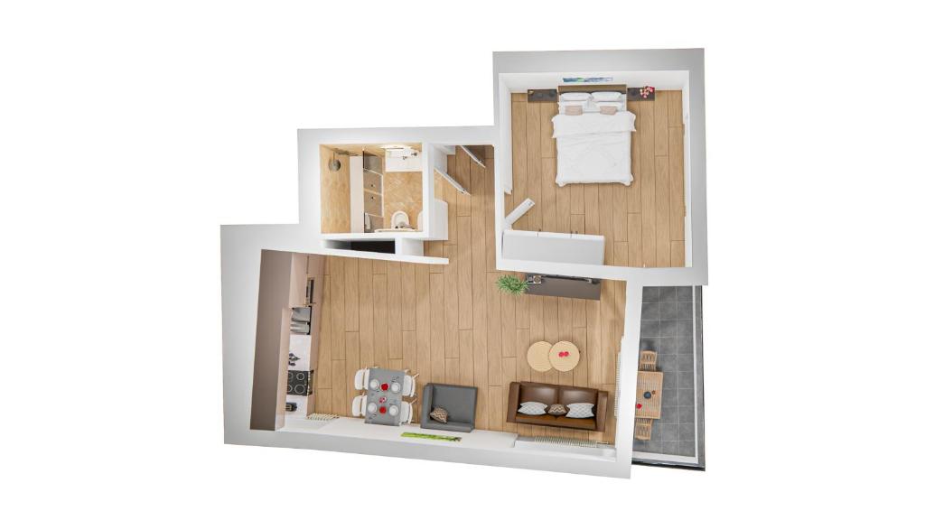 a rendering of a floor plan of a house at Lake Modern Suites - Free Parking in Lugano