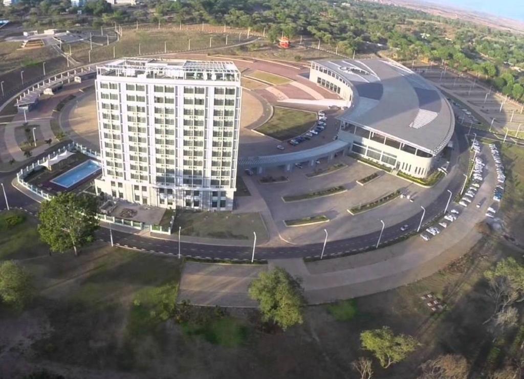 an aerial view of a building with a large building at President Hotel at Umodzi Park in Lilongwe