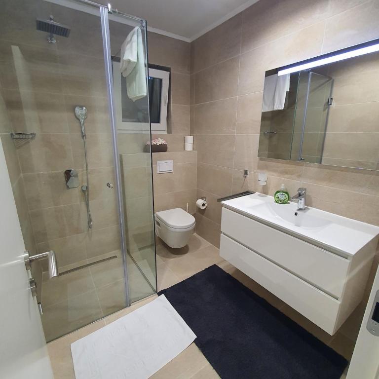 Koupelna v ubytování Apartmani Datea