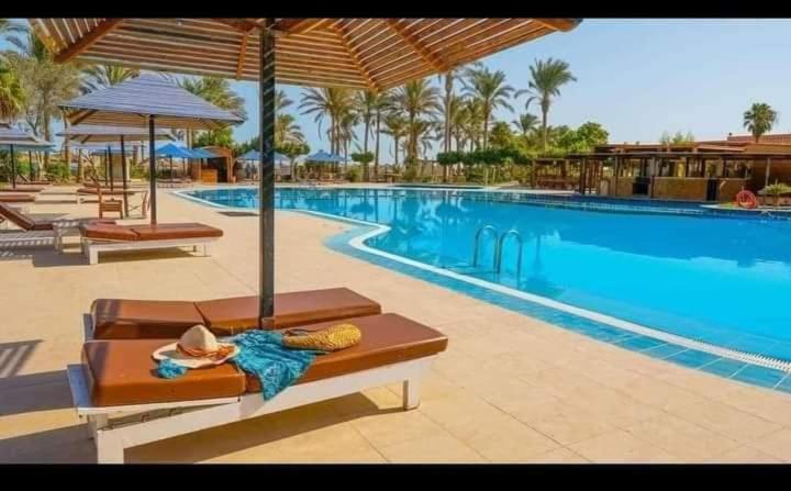 a large swimming pool with at شاليه بالميرا العين السخنة للعائلات فقط in Ain Sokhna