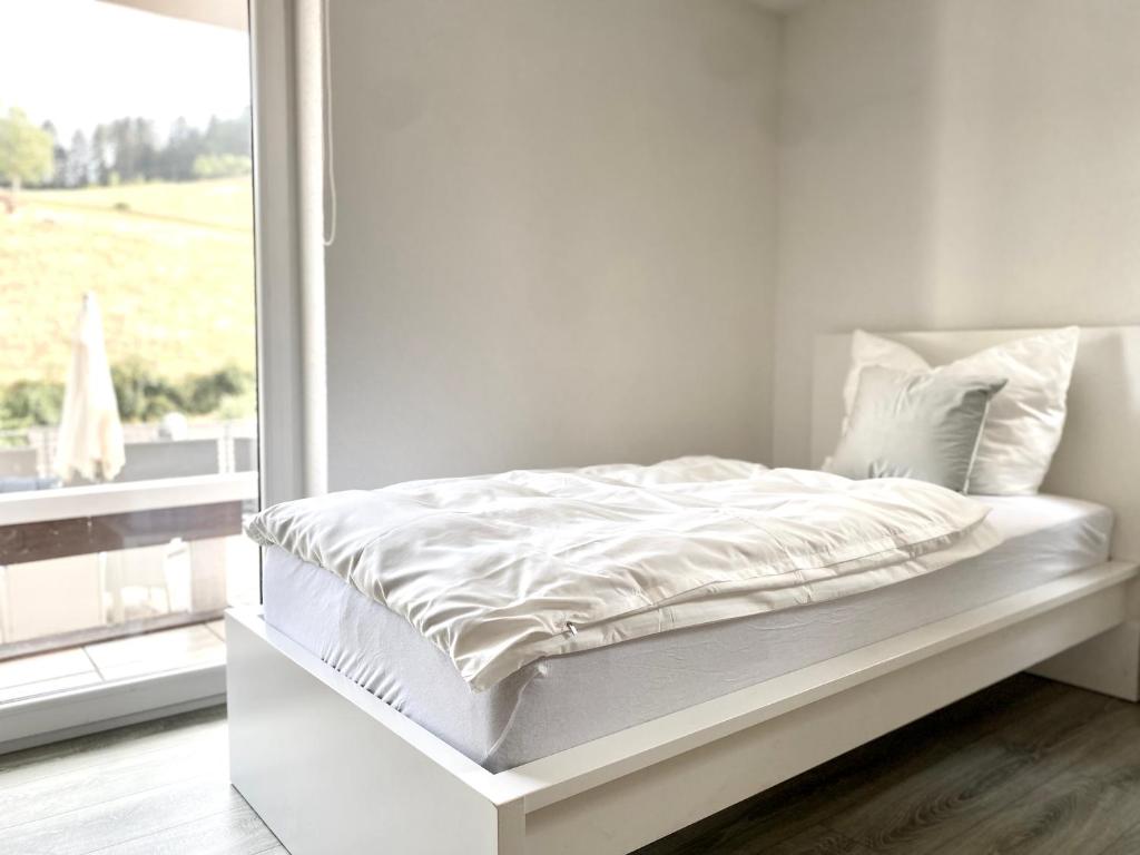 Postel nebo postele na pokoji v ubytování *Schwarzwald-Apartment 1° *