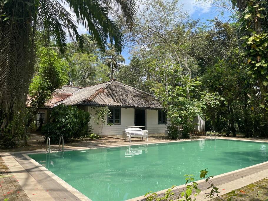 a swimming pool in front of a house at Diklande Estate Bungalow in Negombo