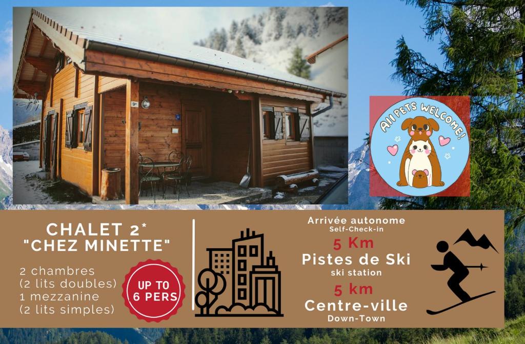 een flyer voor een tiny house met een bord bij Le "Chalet de Minette" 2 étoiles La Bresse in La Bresse