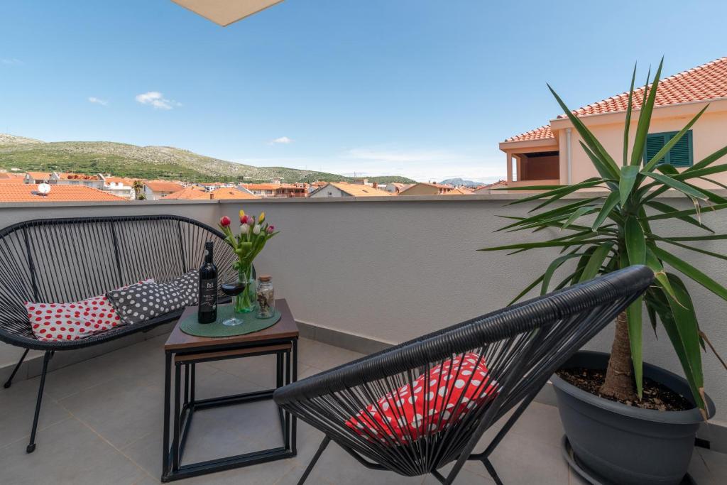 Balkón nebo terasa v ubytování Apartmani Luce Trogir