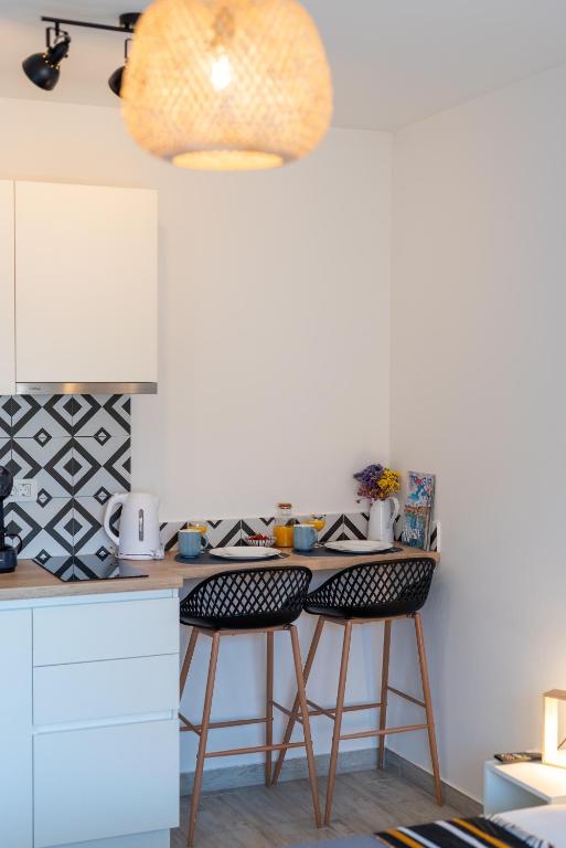 Kuchyň nebo kuchyňský kout v ubytování Apartmani Luce Trogir