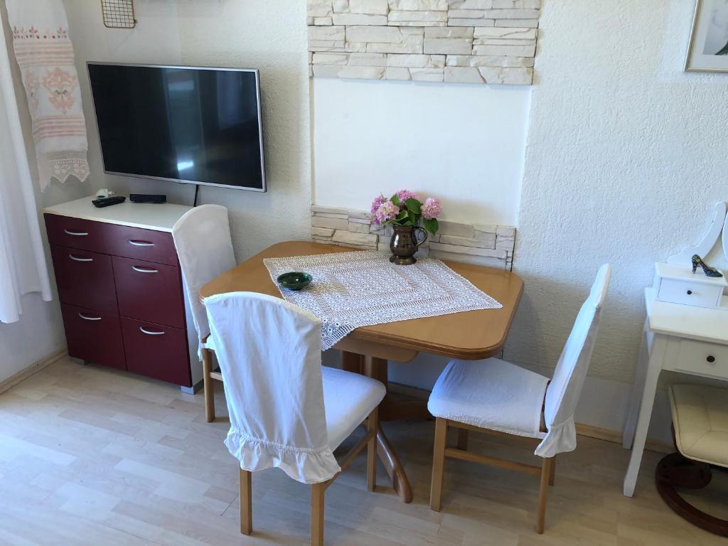 Televízia a/alebo spoločenská miestnosť v ubytovaní Apartmani Gloria