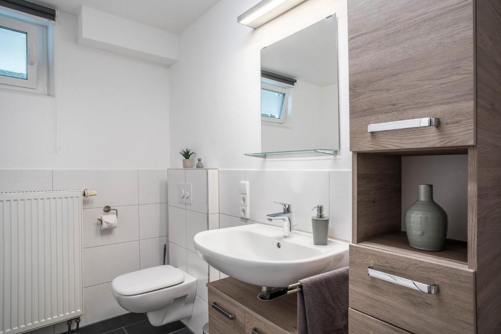 Koupelna v ubytování Ferienwohnung Hohfelsenblick