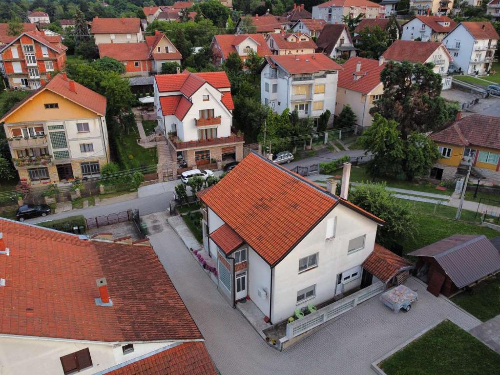 an aerial view of a town with houses at Djurdja Apartment in Arandjelovac