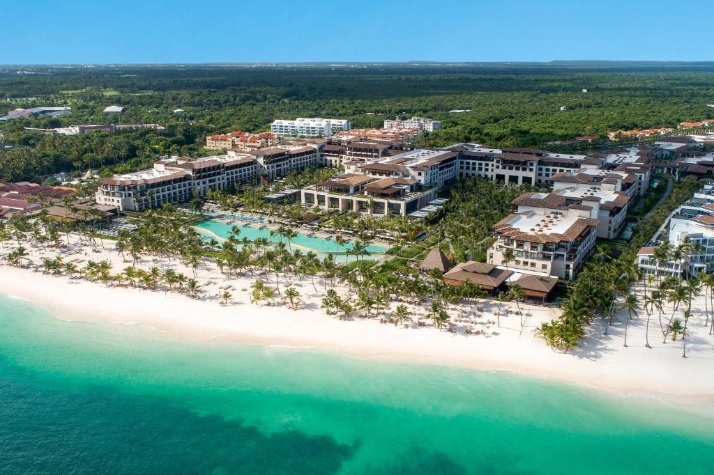 an aerial view of the resort and the beach at Lopesan Costa Bávaro Resort, Spa & Casino in Punta Cana