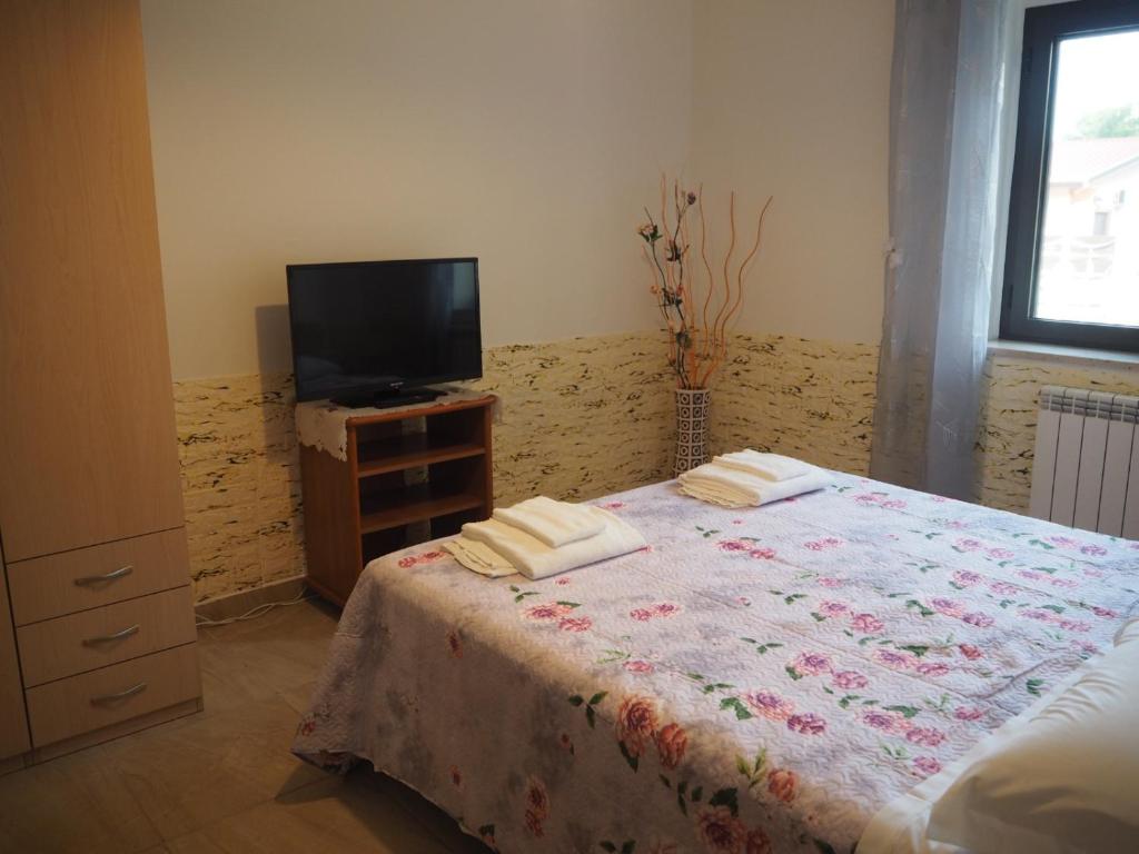 una camera con letto e TV a schermo piatto di Casa Sissy a Lamezia Terme