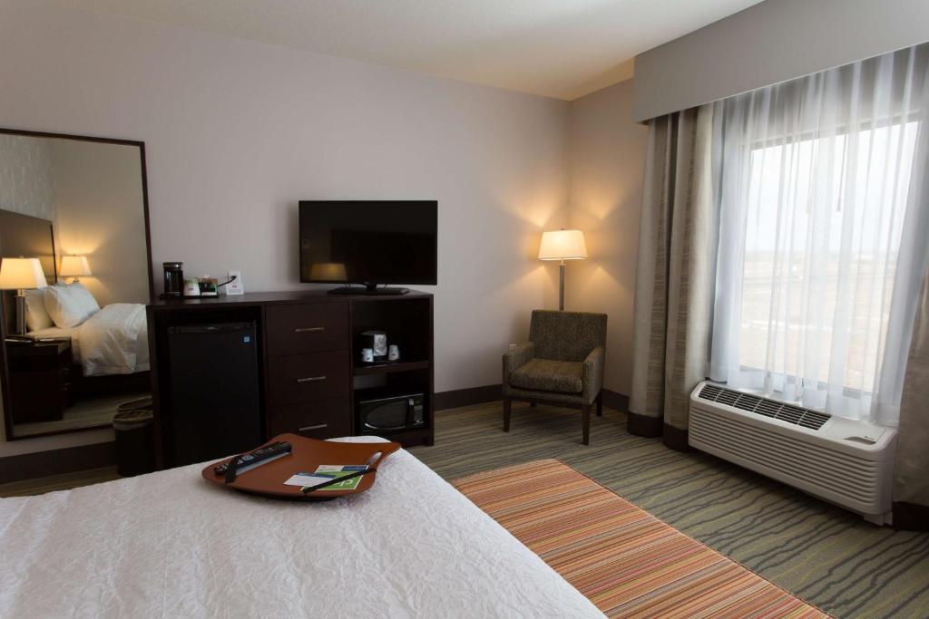 TV a/nebo společenská místnost v ubytování Hampton Inn by Hilton Lloydminster