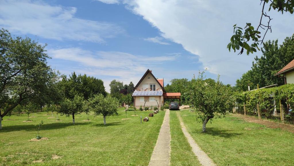 uma casa no meio de um campo com árvores em Vikendica Mali Raj em Čortanovci