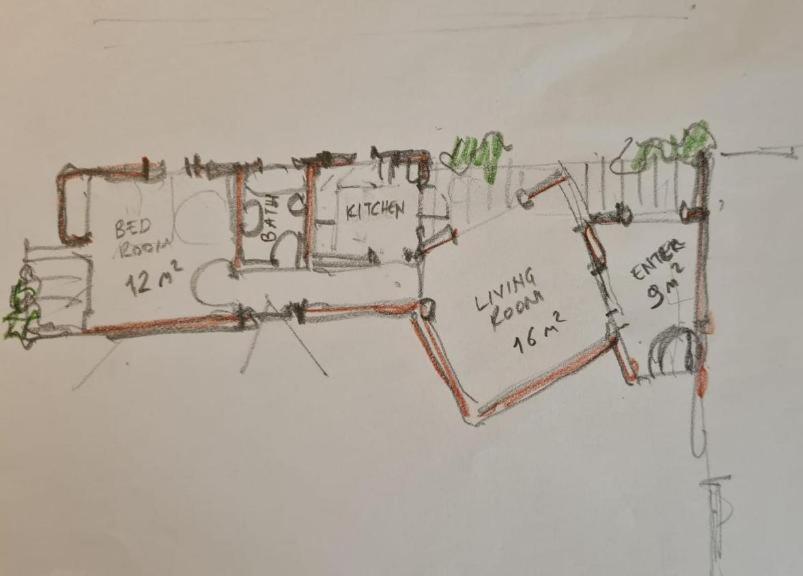 een tekening van een plan van een huis bij Girne Center Studio in Kyrenia