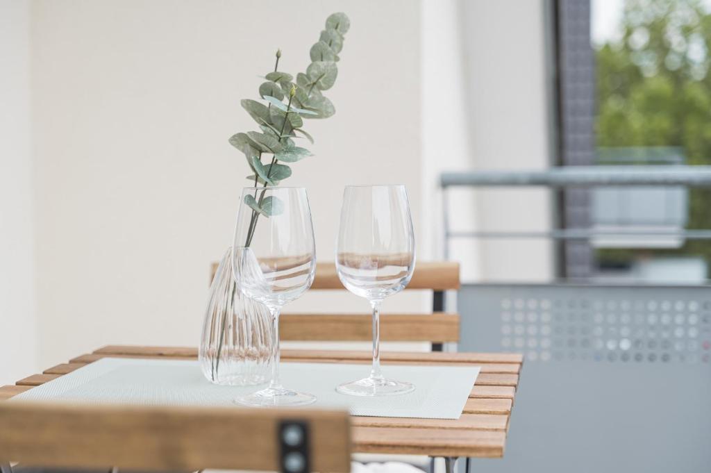 Nápoje v ubytování Design-Apartment - Küche - Balkon - Tiefgarage