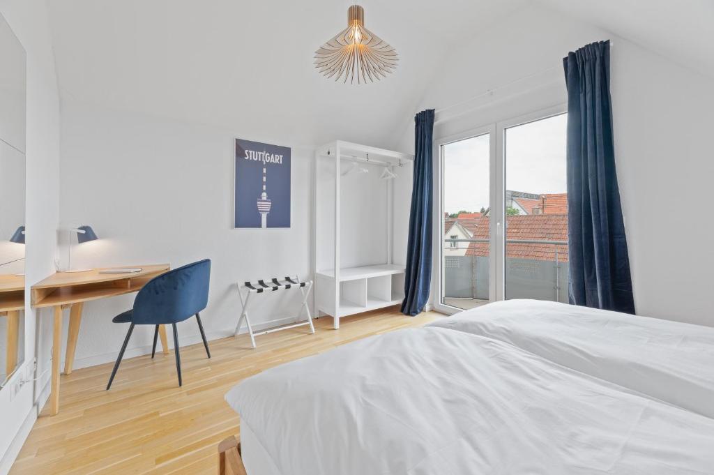 Postel nebo postele na pokoji v ubytování Design-Apartment - Küche - Balkon - Tiefgarage