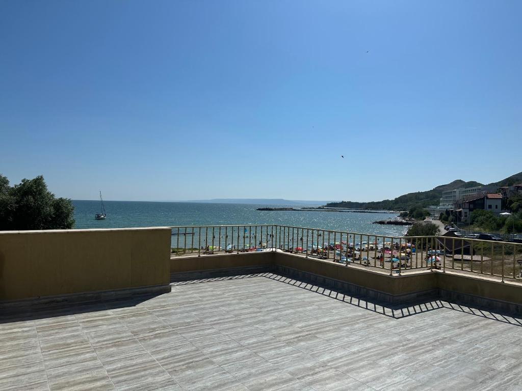 a balcony with a view of the water at 25m FROM THE BEACH!! Luxury Sea Paradise Apartment in Kavarna