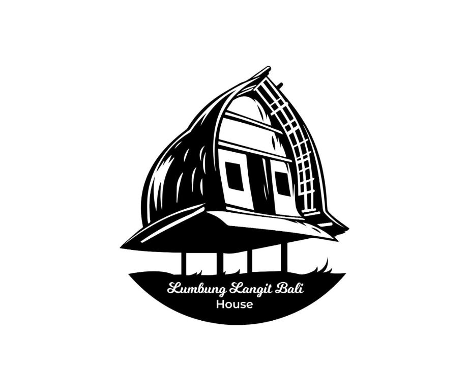 logotipo de la casa en blanco y negro en Lumbung Langit Guest Home, en Gianyar