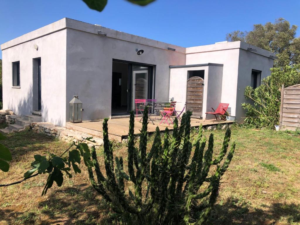une maison avec un cactus en face dans l'établissement La Détente, à Bonifacio