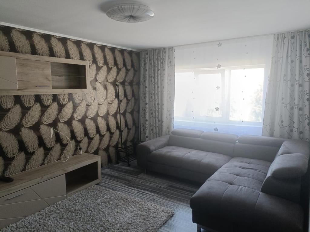 a living room with a couch and a window at Sweetie house in Slatina