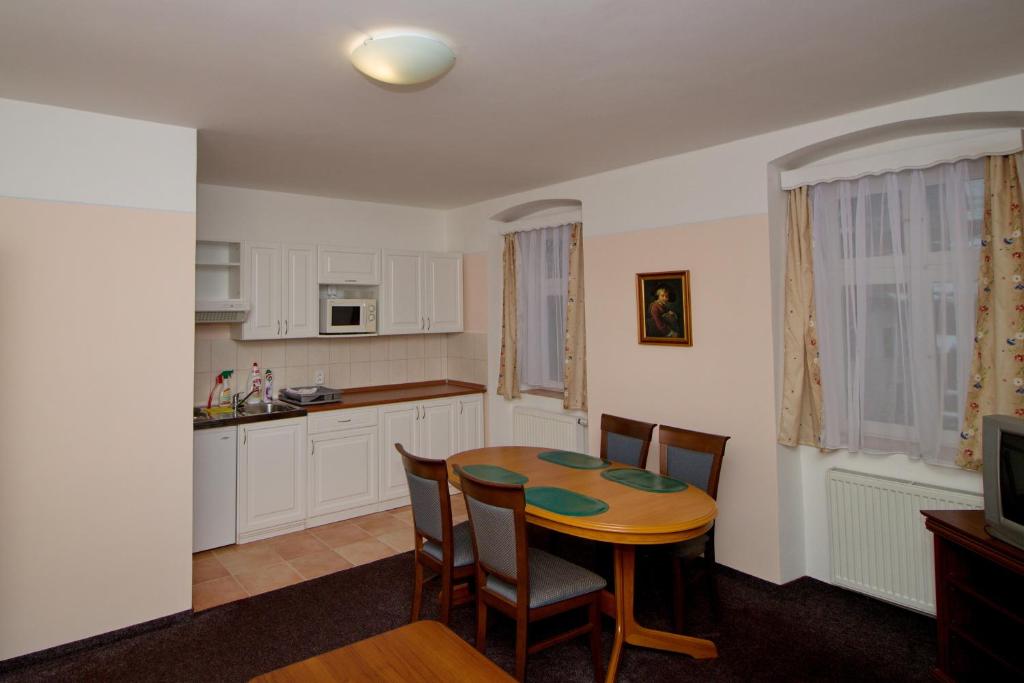Kuchyň nebo kuchyňský kout v ubytování HAMR Apartmány
