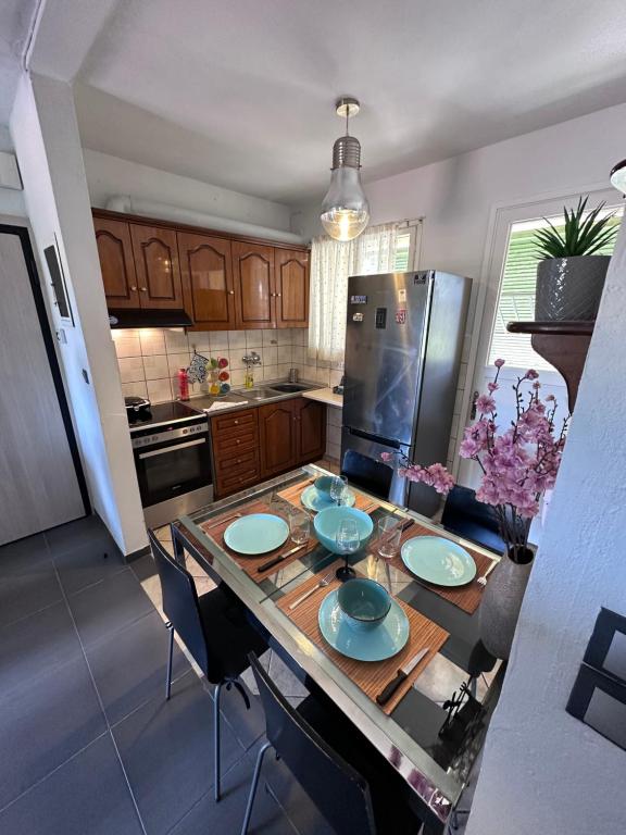Kuchyň nebo kuchyňský kout v ubytování Olia apartment