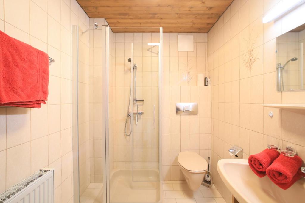 A bathroom at Frühstückspension Jagdhof
