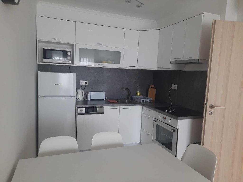 Kuchyň nebo kuchyňský kout v ubytování Silver Side Apartments