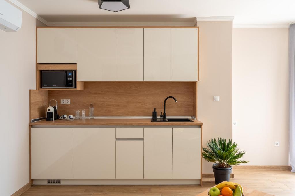 Kuchyň nebo kuchyňský kout v ubytování Touch Hotel
