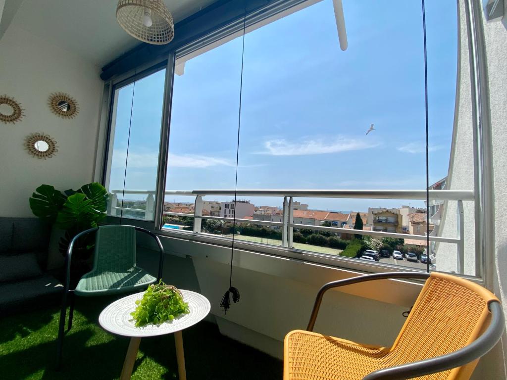 Balkón nebo terasa v ubytování *Les Voiliers, Studio, Vue sur Mer, Wifi, Parking*
