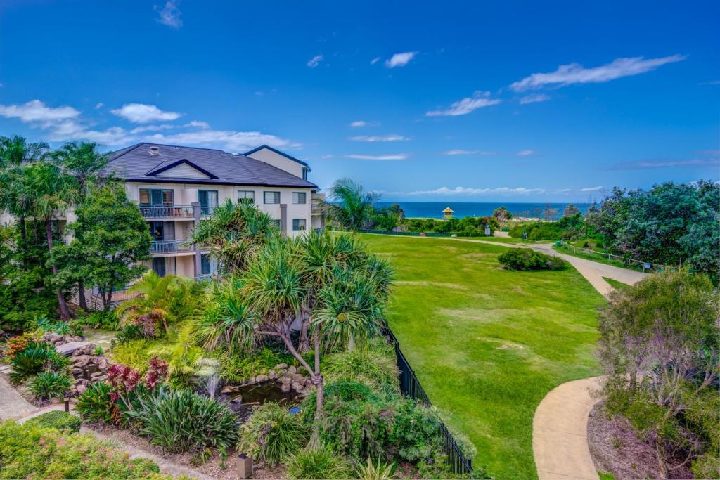 an aerial view of a house with a garden at Currumbin Sands On The Beach in Gold Coast