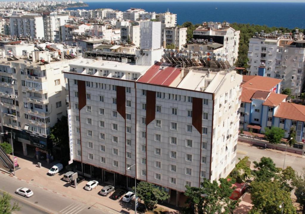 an aerial view of a building in a city at Bulvar Hotel in Antalya