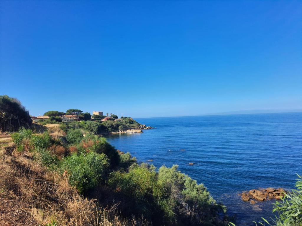 a view of the ocean from a hill at Villa Ida in Capo Rizzuto