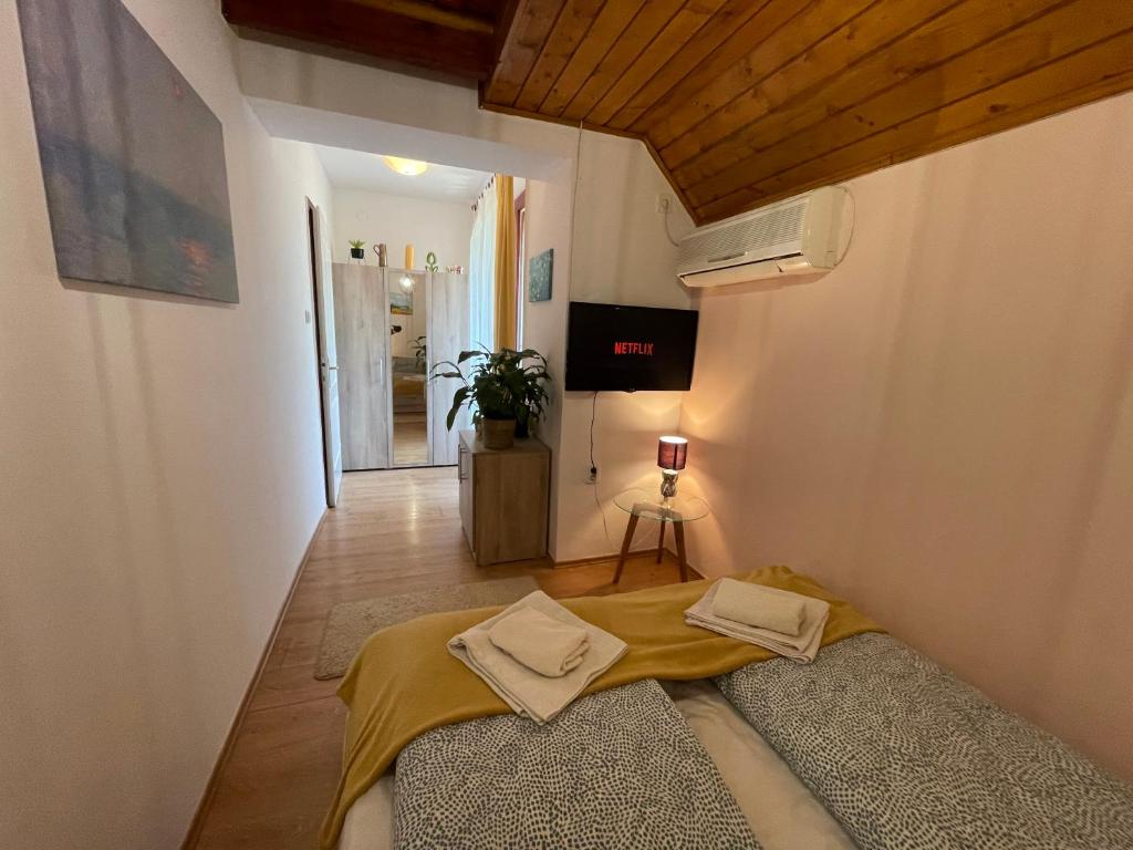 Een TV en/of entertainmentcenter bij Linett Apartman
