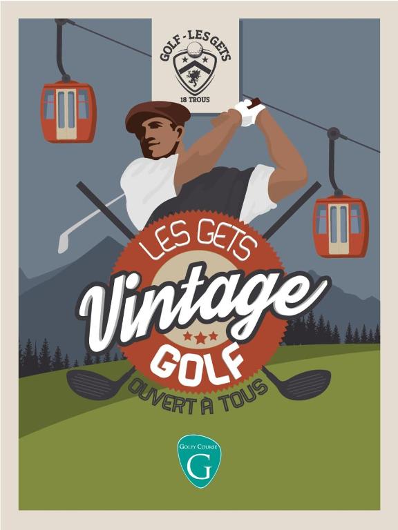 a poster of a man riding a ski lift at GESPERE LE STELLA in Les Gets