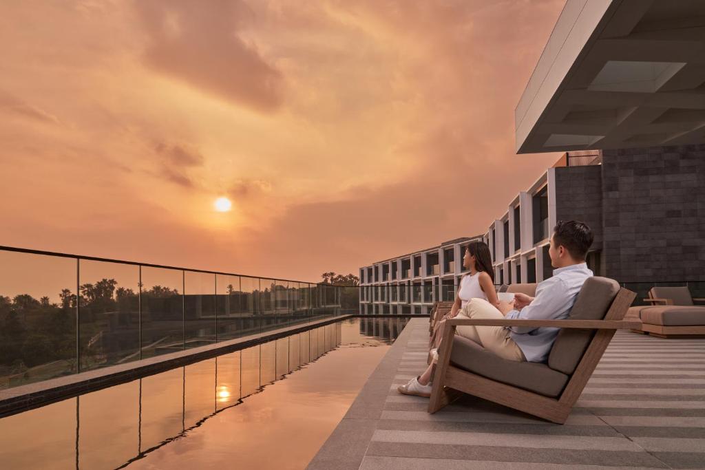 Balkón nebo terasa v ubytování JW Marriott Jeju Resort & Spa