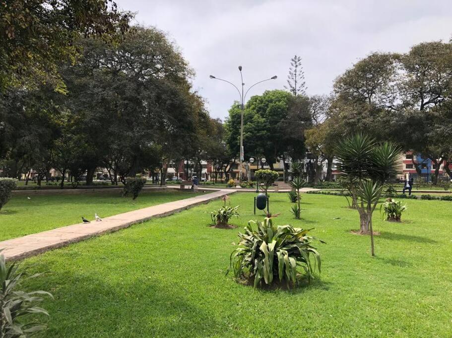 um parque com relva verde e árvores e um caminho em Sta Catalina / San Isidro , Furnished Family Home em Lima