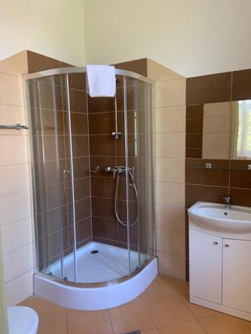 Koupelna v ubytování BF Hotel