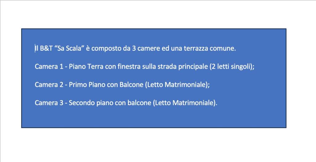 a screenshot of a cell phone screen with a document at “Sa Scala” Bed&Terrace in Baunei