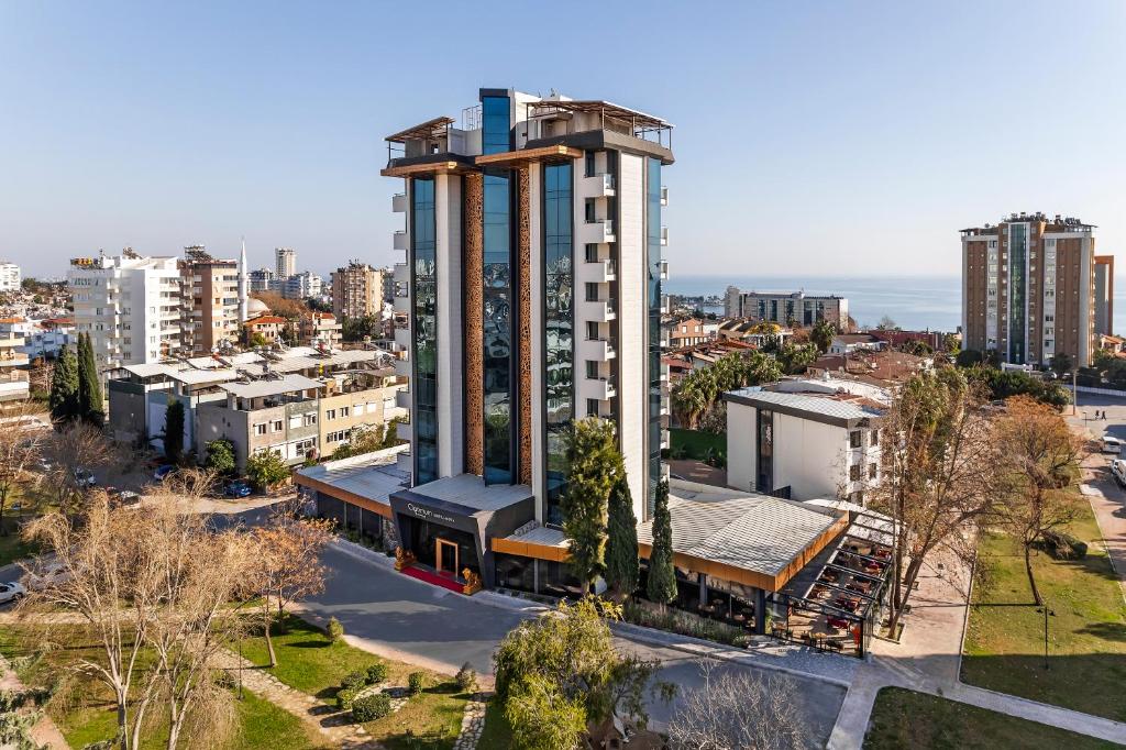 an overhead view of a building in a city at Optimum Luxury Hotel&Spa in Antalya