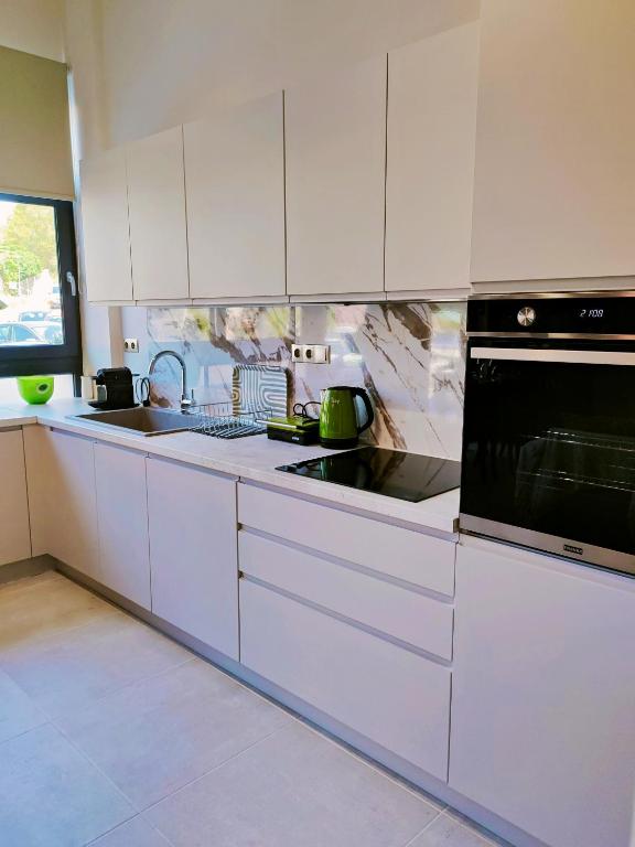 Kuchyň nebo kuchyňský kout v ubytování Avramiou Lofts