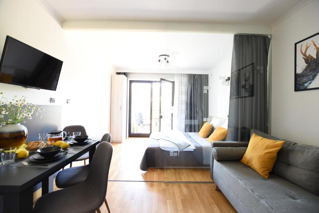 Posezení v ubytování Apartament Przemiły - Studio Tęczowe Wzgórze