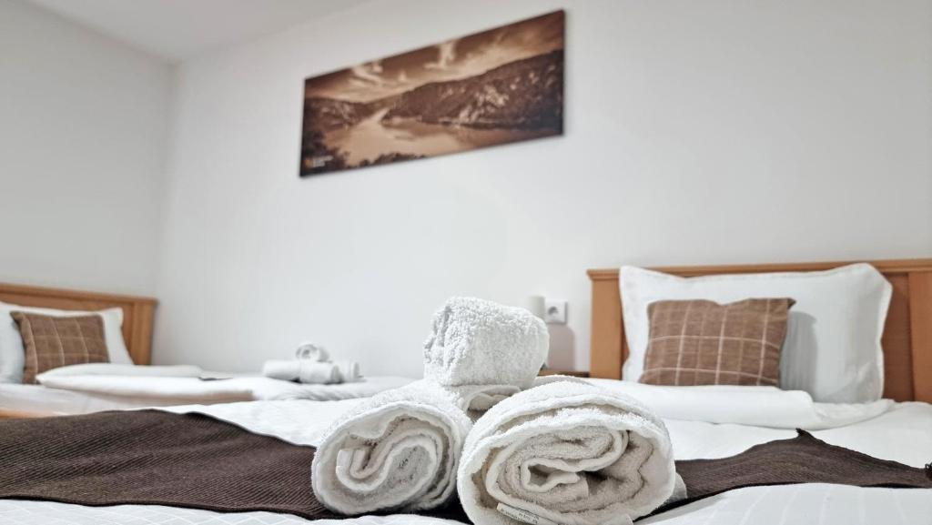 Krevet ili kreveti u jedinici u objektu Apartmani - Kladovski Konak