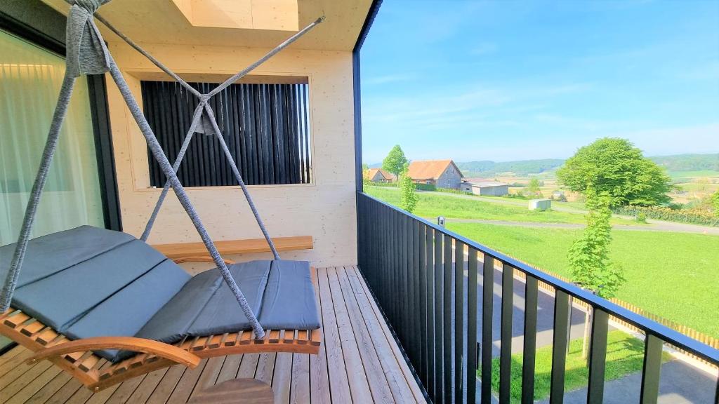 Ein Balkon oder eine Terrasse in der Unterkunft Stock & Stein Lodges