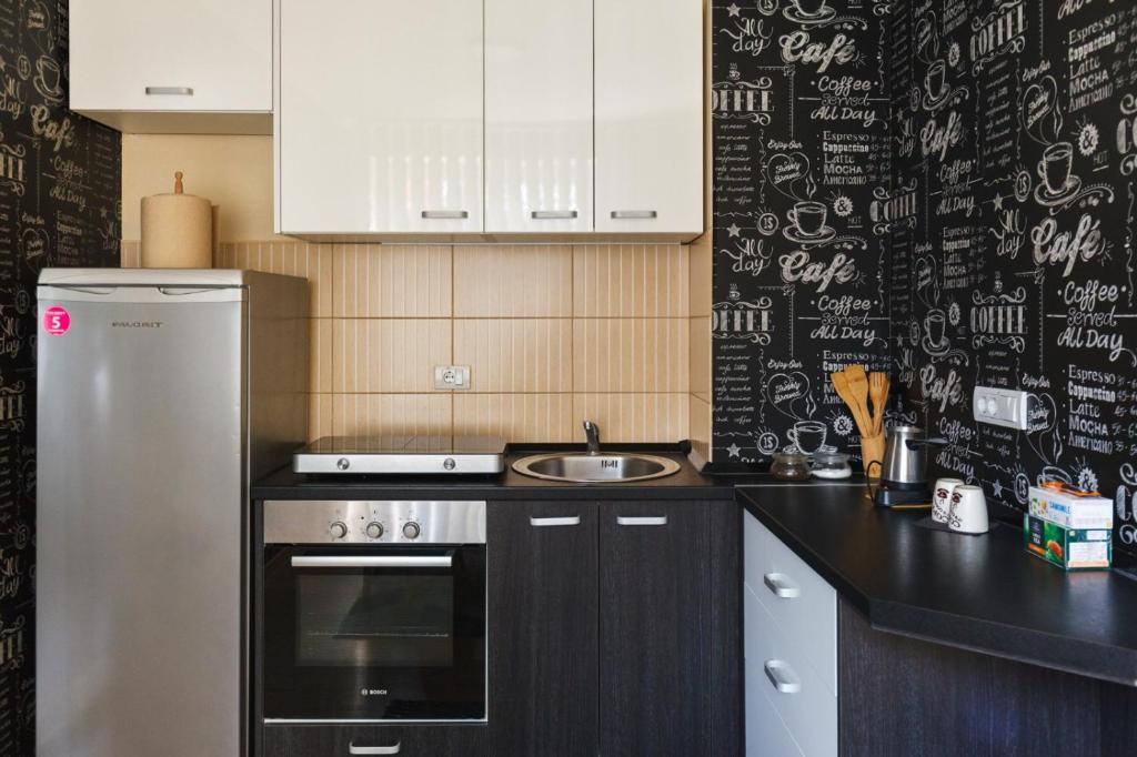 Kuchyň nebo kuchyňský kout v ubytování Apartments NANA