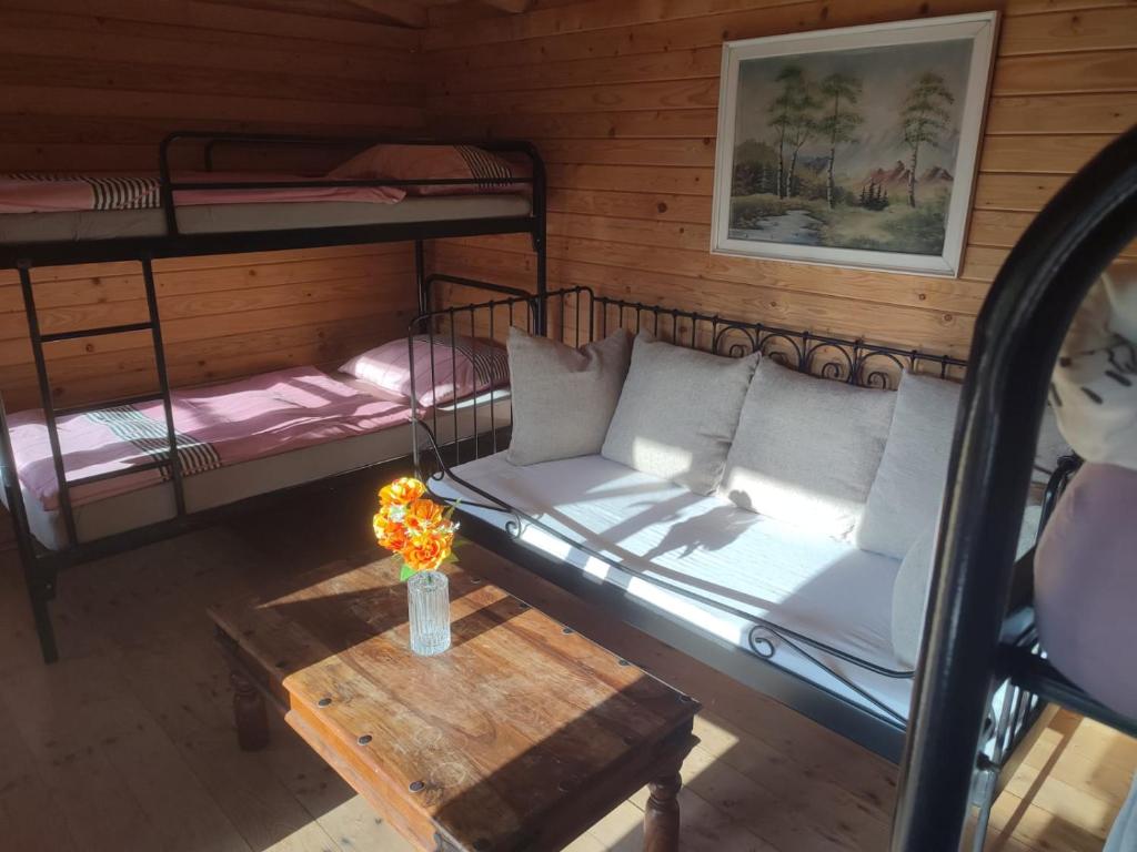 Postel nebo postele na pokoji v ubytování Nový kemp Slezské Pavlovice