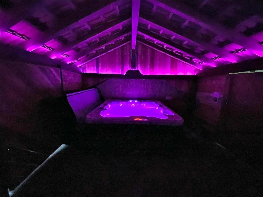 a purple room with a hot tub in it at L’appartement du Fayé avec jacuzzi privé in Étueffont-Bas