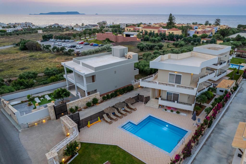 an aerial view of a house with a swimming pool at Villa Sophia-Elpis in Hersonissos